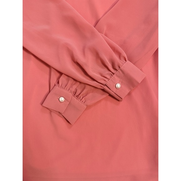 Zenana Women's Size Small Coral Sheer Long Sleeve Blouse - Picture 7 of 8